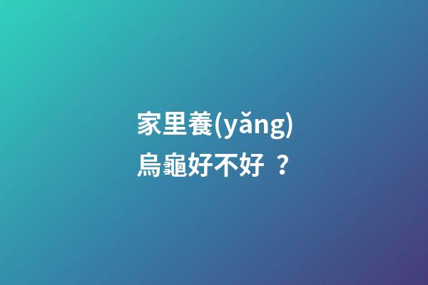家里養(yǎng)烏龜好不好？